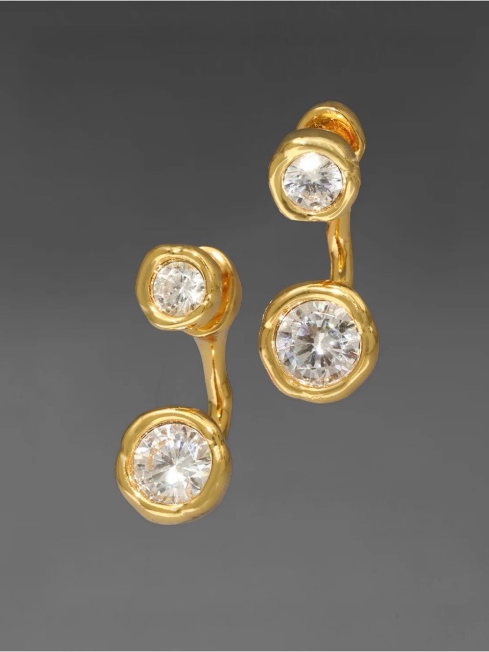 Alexis Bittar Asterales Gold Molten Front Back Earring new nvr worn!